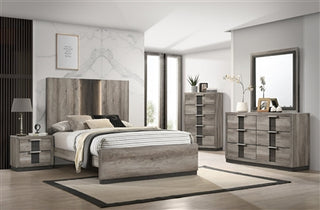 Rangley 5 Piece Bedroom Suite in Gray/Black Finish